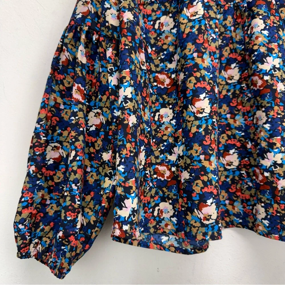 Mini Molly size 8 Youth Girls Multicolor Floral Long Puff Sleeve Top
